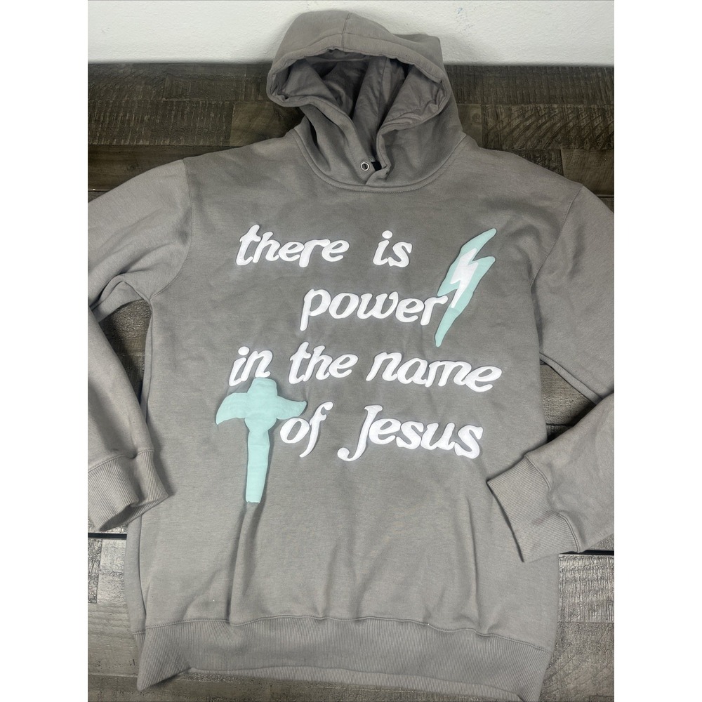 There Is Power In‎ The Name Of Jesus Hoodie Christian Faith Religious Gray 2XL